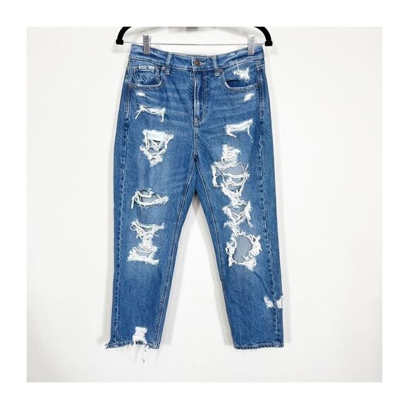 American Eagle Jeans Womens Mom Distressed Straight Size 4 Extra Short NEW - Picture 1 of 8